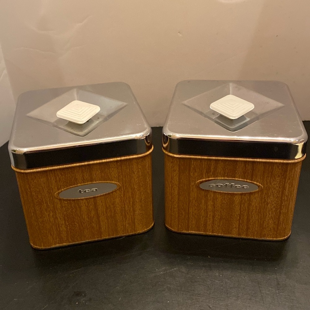 VTG Masterware mid century modern metal coffee & tea canisters